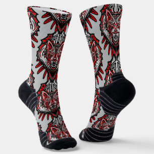 Chaussette Conception de totem tribal Haida de loup
