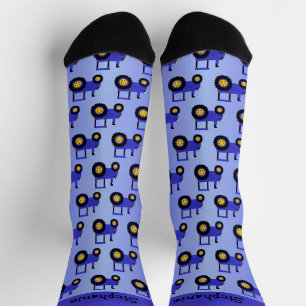Chaussette Conception de tracteur bleu personnalisée