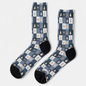 Chaussette Conception de vacances Bleu Poussiéreux et Or (Gauche)