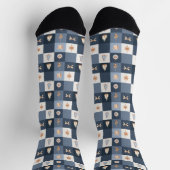 Chaussette Conception de vacances Bleu Poussiéreux et Or (Haut)