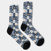 Chaussette Conception de vacances Bleu Poussiéreux et Or (Droite)