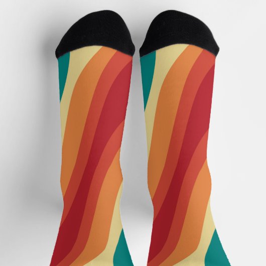 Chaussette Conception d'ondes de style rétro multicolore (Haut)