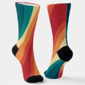 Chaussette Conception d'ondes de style rétro multicolore (Angulaire)