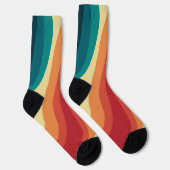 Chaussette Conception d'ondes de style rétro multicolore (Droite)