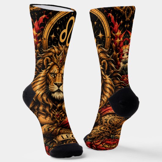 Chaussette Conception du zodiaque Lion Masculin Céleste (Angulaire)
