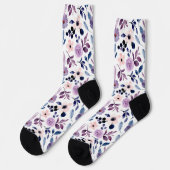 Chaussette Conception florale délicate avec feuilles de lavan (Gauche)