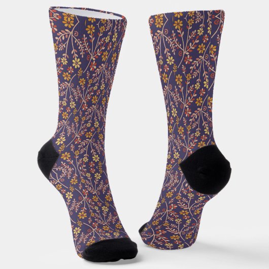 Chaussette Conception florale fantaisiste avec des vignes sur (Angulaire)