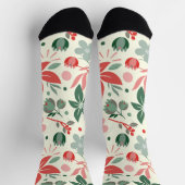 Chaussette Conception florale lumineuse avec feuilles vertes (Haut)