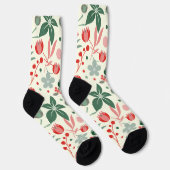 Chaussette Conception florale lumineuse avec feuilles vertes (Droite)