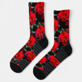Chaussette Conception florale rétro rouge coquelicot (Gauche)