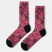 Chaussette Conception géométrique de mandala rose chaud (Gauche)