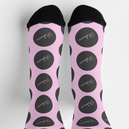 Chaussette Conception moderne à points Polka rose et gris (Haut)