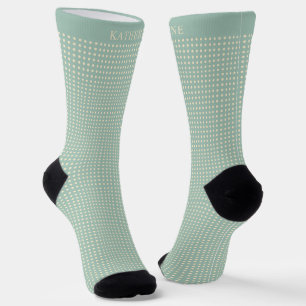 Chaussette Conception personnalisable vert sauge jaune à pois