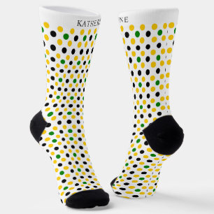 Chaussette Conception personnalisée blanc jaune vert noir à p