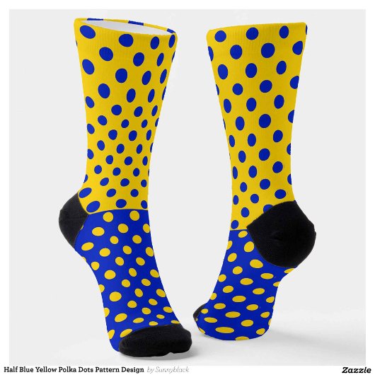 Chaussette Conception Pois demi-bleue Jaune