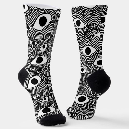 Chaussette Conception psychédélique noir et blanc (Angulaire)
