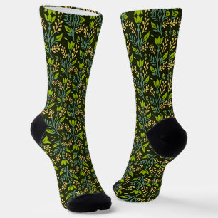 Chaussette Conception sophistiquée de motif floral bleu et be