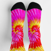 Chaussette Conception Tie Dye rose rouge et jaune (Haut)