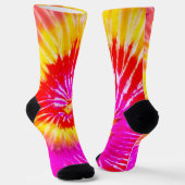Chaussette Conception Tie Dye rose rouge et jaune (Angulaire)