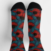 Chaussette Confleurs rouges sur chaussettes bleu foncé (Haut)