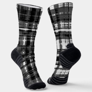Chaussette Contemporain Gris et Noir Plaid