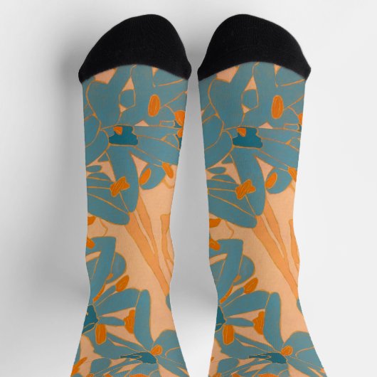 Chaussette Contemporary Leaf Design in Peach (Haut)