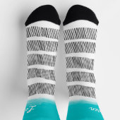Chaussette cool à motif noir blanc turquoise ajouter votre no (Haut)