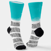 Chaussette cool à motif noir blanc turquoise ajouter votre no (Angulaire)