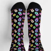 Chaussette Cool amusant beignets colorés motif noir Monogramm (Haut)