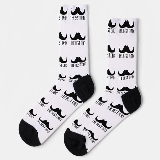 Chaussette Cool best Dad Black Moustache Father's day pattern (Gauche)
