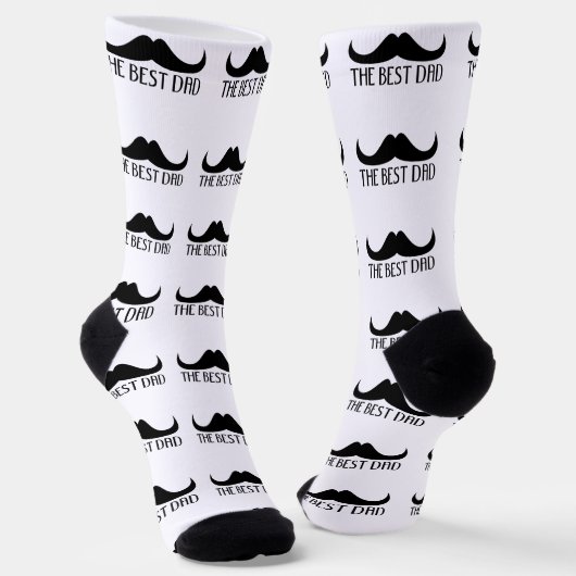 Chaussette Cool best Dad Black Moustache Father's day pattern (Angulaire)