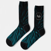 Chaussette Cool Bleu noir Hypergalaxie Ligne Abstraite Monogr (Gauche)