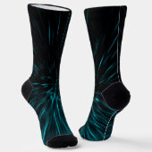 Chaussette Cool Bleu noir Hypergalaxie Ligne Abstraite Monogr (Angulaire)