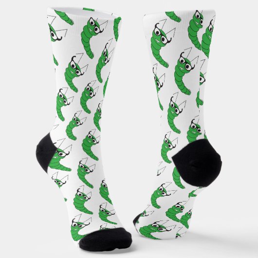 Chaussette Cool drôle de chenille nerveuse avec lunettes moti (Angulaire)