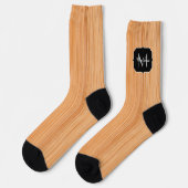 Chaussette Cool élégant imprimé bois de bambou brun Monogram (Gauche)