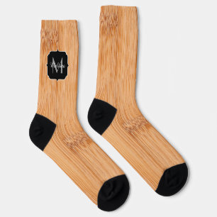 Chaussette Cool élégant imprimé bois de bambou brun Monogram