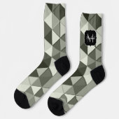 Chaussette Cool en niveaux de gris triangle géométrique motif (Gauche)
