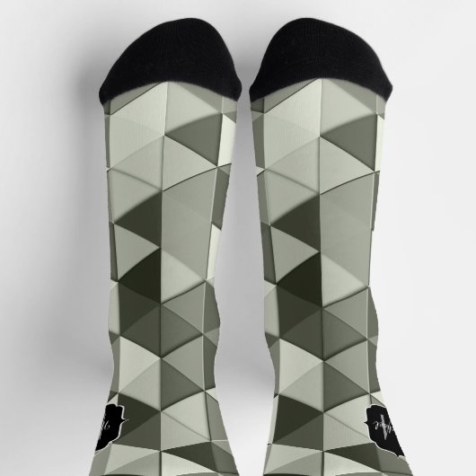 Chaussette Cool en niveaux de gris triangle géométrique motif (Haut)