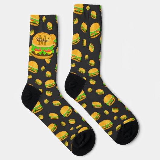 Chaussette Cool et amusant yummy burger motif Monogramme (Droite)