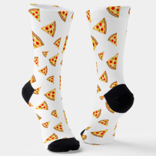 Chaussette Cool et amusante pizza tranches motif sur blanc