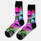 Chaussette Cool funky aux couleurs vives Abstrait (Gauche)