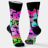 Chaussette Cool funky aux couleurs vives Abstrait (Angulaire)