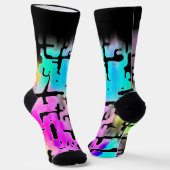 Chaussette Cool funky aux couleurs vives Abstrait (Angulaire)