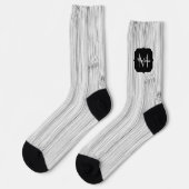 Chaussette Cool gris imprimé bois de bambou Monogramme (Gauche)