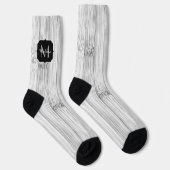 Chaussette Cool gris imprimé bois de bambou Monogramme (Droite)
