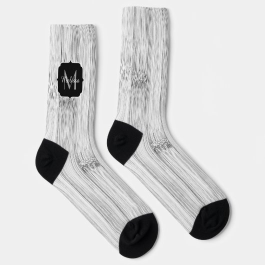 Chaussette Cool gris imprimé bois de bambou Monogramme (Droite)