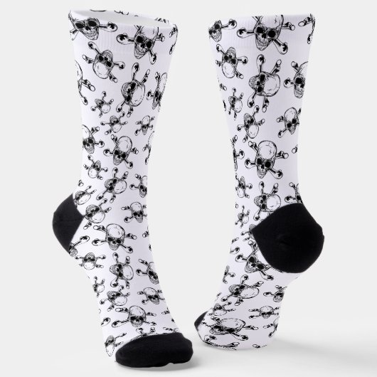 Chaussette Cool Luxe Halloween Crâne noir gothique (Angulaire)
