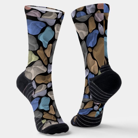 Chaussette Cool Multi couleur pierre illustration Blue Black  (Angulaire)