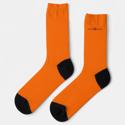 Chaussette Cool Neon Orange Monogramme initial (Gauche)