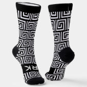 Chaussette Cool noir & blanc Grec clé meander nom du motif (Angulaire)
